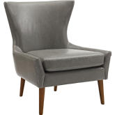 Keen Arm Chair in Gray Leatherette on Walnut Stained Leg