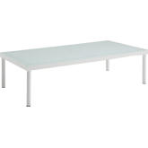 Harmony Outdoor Patio Aluminum Coffee Table in White w/ Cushion
