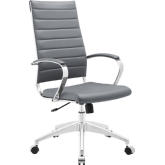 Jive High Back Office Chair in Gray Leatherette on Chrome Base