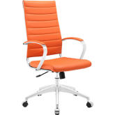 Jive High Back Office Chair in Orange Leatherette on Chrome Base