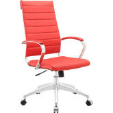 Jive High Back Office Chair in Red Leatherette on Chrome Base