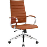 Jive High Back Office Chair in Terracotta Leatherette on Chrome Base