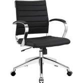 Jive Mid Back Office Chair in Black Leatherette on Chrome Base