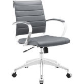 Jive Mid Back Office Chair in Gray Leatherette on Chrome Base