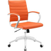 Jive Mid Back Office Chair in Orange Leatherette on Chrome Base