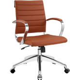 Jive Mid Back Office Chair in Terracotta Leatherette on Chrome Base