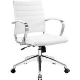 Jive Mid Back Office Chair in White Leatherette on Chrome Base