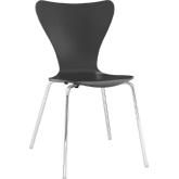 Ernie Dining Side Chair in Black Finish Wood on Metal Legs