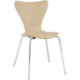 Ernie Dining Side Chair in Natural Finish Wood on Metal Legs