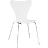 Ernie Dining Side Chair in White Finish Wood on Metal Legs