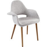 Aegis Dining Armchair in Light Gray Fabric on Wood Legs