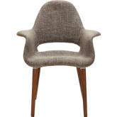 Fresh Arm Chair in Taupe Fabric w/ Walnut Finished Legs & Chrome Trim
