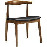 Tracy Mid-Century Wood Dining Chair w/ Black Leatherette Seat