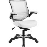 Edge Adjustable Office Arm Chair in White Leatherette