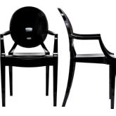 Casper Dining Arm Chair in Black Polycarbonate (Set of 2)