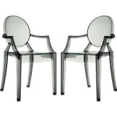 Casper Dining Arm Chair in Smoke Polycarbonate (Set of 2)