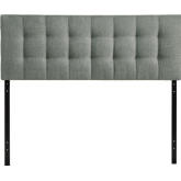 Lily Queen Tufted Leatherette Headboard in Gray
