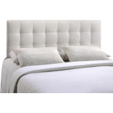 Lily Queen Tufted Leatherette Headboard in White