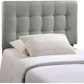 Lily Twin Tufted Fabric Headboard in Gray