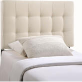 Lily Twin Tufted Fabric Headboard in Ivory