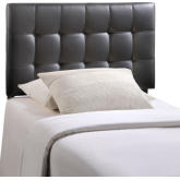 Lily Twin Tufted Leatherette Headboard in Black