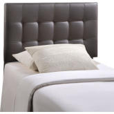 Lily Twin Tufted Leatherette Headboard in Brown