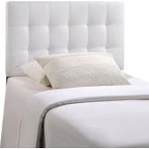 Lily Twin Tufted Leatherette Headboard in White