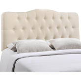 Annabel Queen Tufted Ivory Fabric Headboard