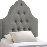 Sovereign Twin Tufted Fabric Headboard in Gray