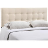 Emily Queen Tufted Ivory Fabric Headboard