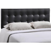 Emily Queen Tufted Black Leatherette Headboard
