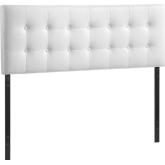 Emily Queen Headboard in White Button Tufted Leatherette