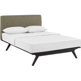 Tracy Queen Bed in Cappuccino w/ Latte Fabric Headboard