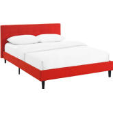 Linnea Full Bed in Tufted Atomic Red Fabric