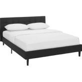 Linnea Queen Bed in Tufted Black Leatherette