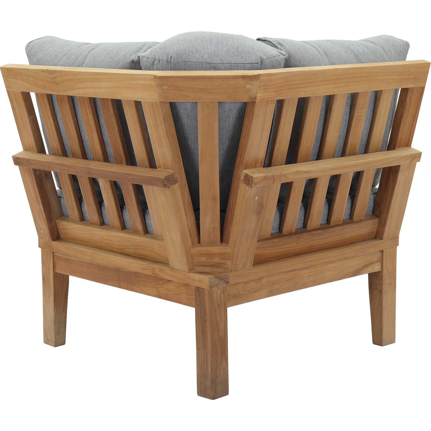 Corner Sofa Modway EEI-1146-NAT-GRY-SET Marina Premium Grade A Teak Wood Outdoor Patio Natural Gray