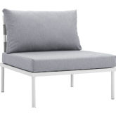 Harmony Outdoor Sectional Sofa Unit Armless Chair in White Metal & Gray