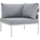 Harmony Outdoor Sectional Sofa Unit Corner Sofa in White Metal & Gray