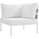 Harmony Outdoor Sectional Sofa Unit Corner Sofa in White Metal & White Canvas