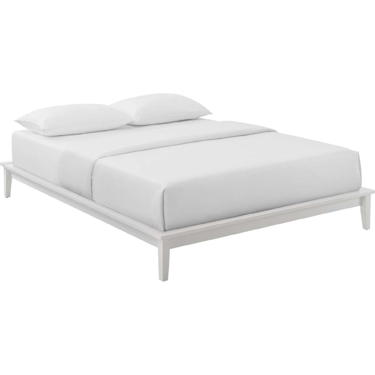Modway Mod 6055 Whi Lodge Queen, Platform Bed Frame Queen White Wooden