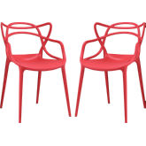 Entangled Dining Chair in Red Poly (Set of 2)