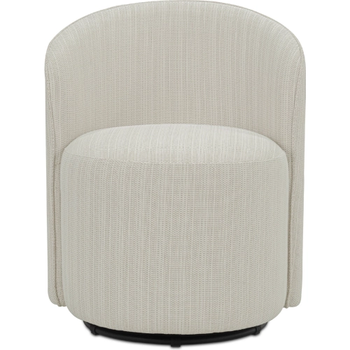 Sylvie Outdoor Swivel Round Dining Chair in Cream Fabric