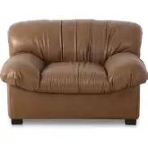 Halston Accent Lounge Chair in Tan Brown Top Grain Leather
