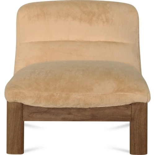 Pierce Accent Chair in Brown Faux Fur Fabric & Wood