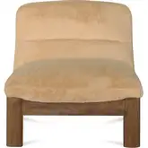 Pierce Accent Chair in Brown Faux Fur Fabric & Wood