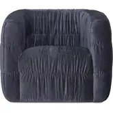 Robson Swivel Accent Chair in Navy Blue Chenille Fabric
