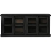 Mona Sideboard in Black Wood & Tempered Glass