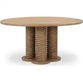 Treccia 60" Round Dining Table in Natural Oak Wood