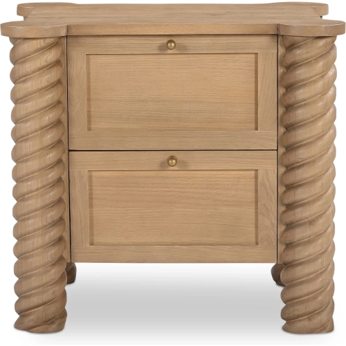 Treccia 2 Drawer Nightstand in Natural Oak Wood
