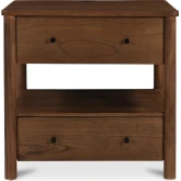 Lottie Charging 2 Drawer Nightstand in Brown Finish Wood